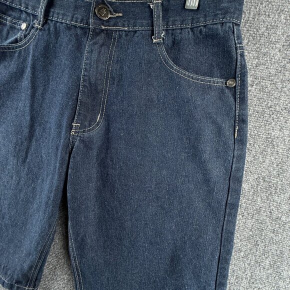 VTG Mecca Jean Shorts Jorts Denim Urban Dark Wash Cotton Y2K Adult ACTL 32X13 - Picture 9 of 16